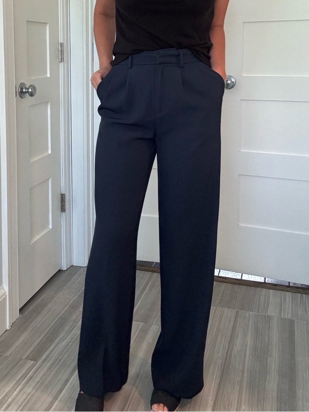 Easy Clothes Navy Wide Leg Trouser Pants Size Small | High Rise Office